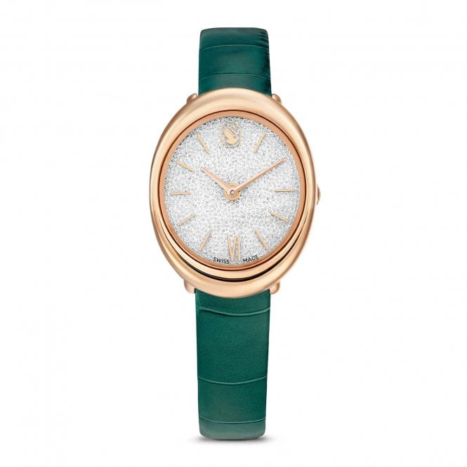 Swarovski Watches Swarovski Imber Oval Green Leather Strap Watch