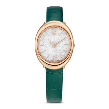 Swarovski Imber Oval Green Leather Strap Watch