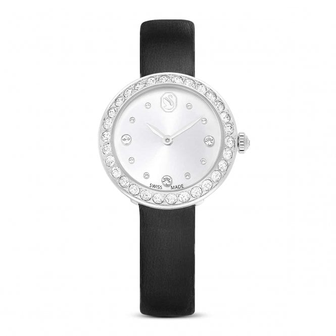 Swarovski Watches Swarovski Matrix Tennis Black Leather Strap Watch