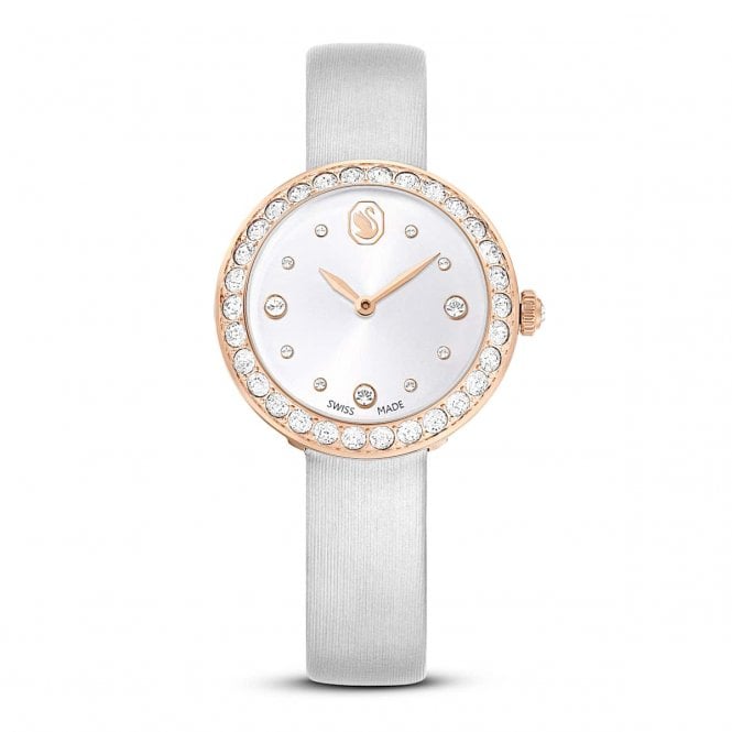 Swarovski Watches Swarovski Matrix Tennis Grey Leather Strap Watch