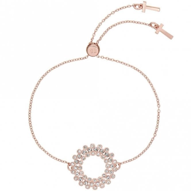 Ted Baker  Aurora CZ Hoop Rose Gold Tone Adjustable Slider Bracelet 21cm  