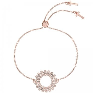 Ted Baker Aurora CZ Hoop Rose Gold Tone Adjustable Slider Bracelet 21cm  
