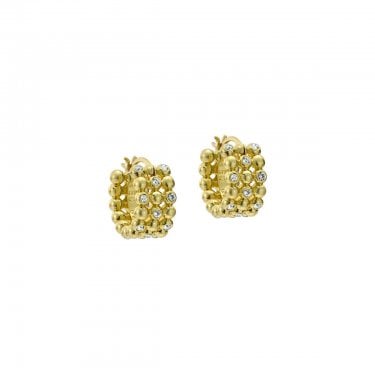 Ted Baker Bonny Crystal Bobble Small Gold Tone Hoop Earrings 1.5 x 0.8cm