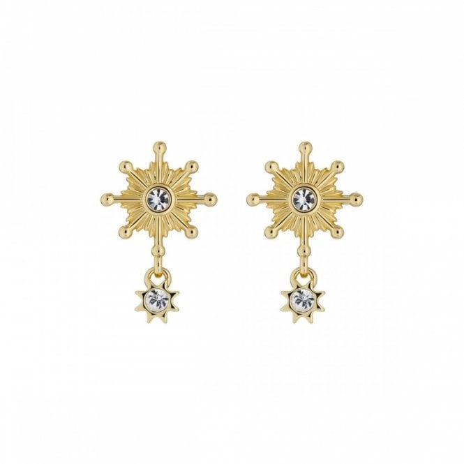 Ted Baker  Celstia Celestial CZ Star Gold Tone Drop Earrings 1.8cm