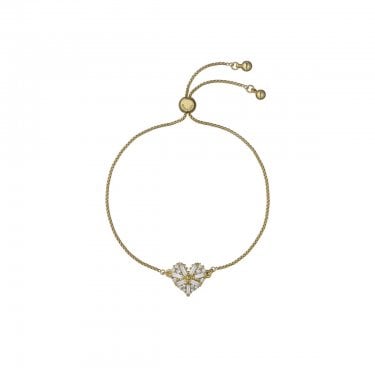 Ted Baker Cherisa Crystal Cluster Heart Gold Tone Adjustable Slider Bracelet 22cm