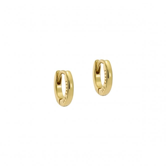 Ted Baker  Crisete Logo Gold Tone Hoop Earrings 1cm