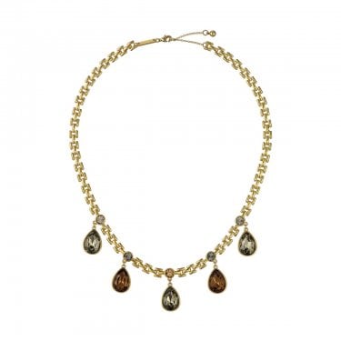 Ted Baker Davina Grey Teardrop Gold Tone Necklace 1.2 x 2.6cm, 40-45cm