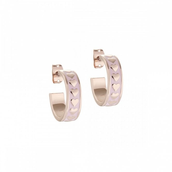 Ted Baker  Emrie Enamel Heart Rose Gold Tone Light Pink Hoop Earrings 1.79x0.53cm