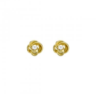 Ted Baker Flo Pearl Flower Gold Tone Stud Earrings 0.9 x 0.9cm