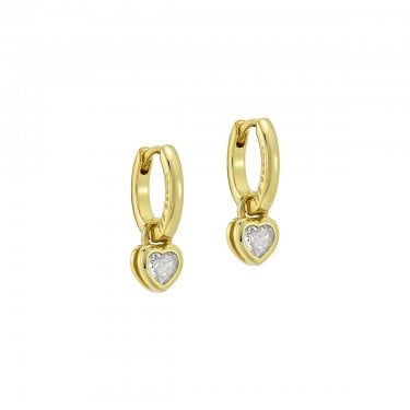 Ted Baker Harper Mini Crystal Heart Gold Tone Huggie Drop Earrings 0.5 x 0.5 x 0.3cm