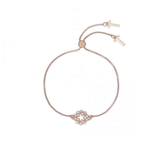 Ted Baker  Hayzzel Rose Gold Tone Heart Star CZ Drawstring Bracelet