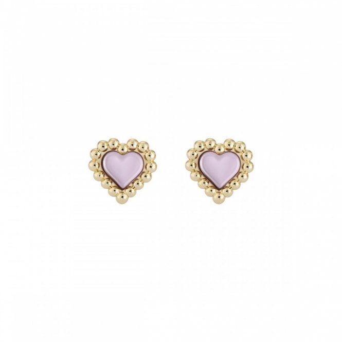 Ted Baker  Heiddy Heart Of Glass Pink Gold Tone Stud Earrings 1cm