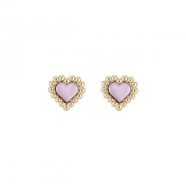 Ted Baker Heiddy Heart Of Glass Pink Gold Tone Stud Earrings 1cm