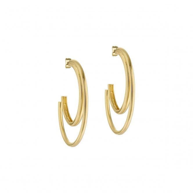Ted Baker  Helinaa Large Double Gold Tone Hoop Earrings 48mm