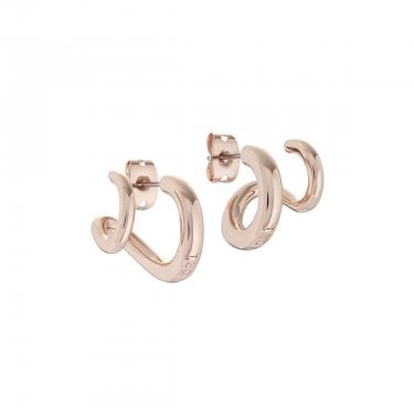 Ted Baker Hennriy Double Hoop Rose Gold Tone Hoop Earrings 14mm
