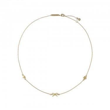 Ted Baker Iona Mini Icons Bow Gold Tone Necklace 42cm