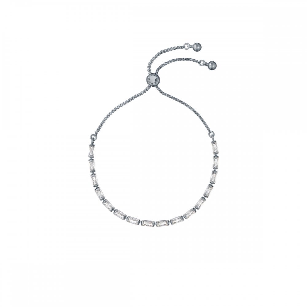 Ted Baker Women's Silver/White Isela Crystal Baguette Slinky Adjustable Slider Bracelet 21Cm