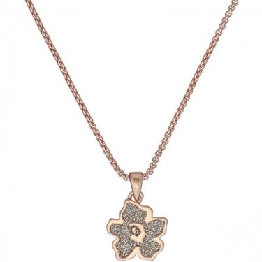 Ted Baker Lilea Magnolia Lillifora Small Rose Gold Glitter Necklace