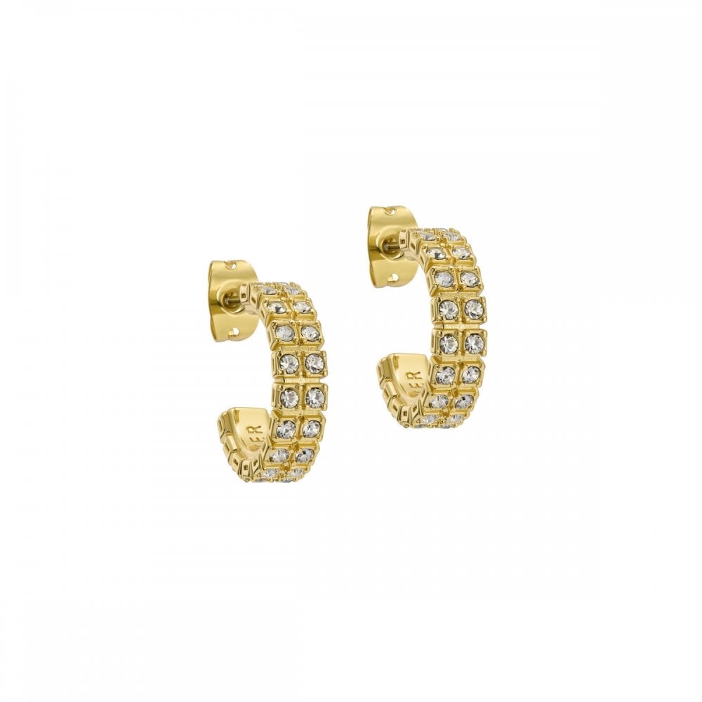 Ted Baker Women's Gold Mellia Double Crystal Tone Hoop Earrings 1.5Cm