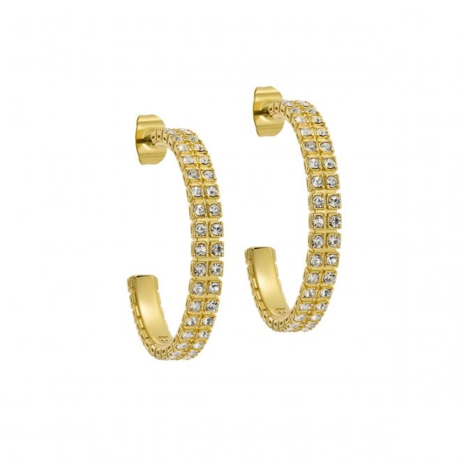 Ted Baker  Mellia Double Crystal Gold Tone Hoop Earrings 3cm