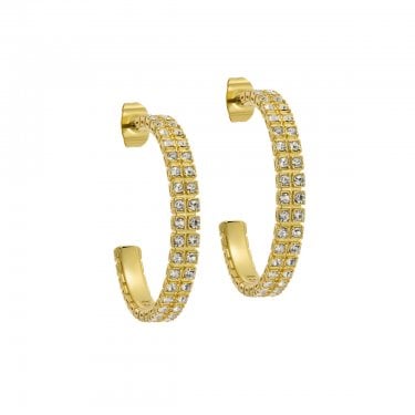 Ted Baker Mellia Double Crystal Gold Tone Hoop Earrings 3cm