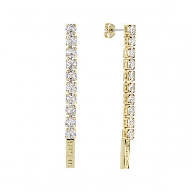 Ted Baker  Mellsie Icon Crystal Gold Tone Drop Earrings 0.4 x 5.2cm