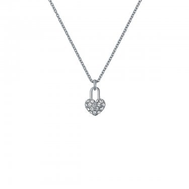 Ted Baker Paige Pavé Crystal Padlock Heart Necklace 0.9 x 1.2cm, 40-45cm