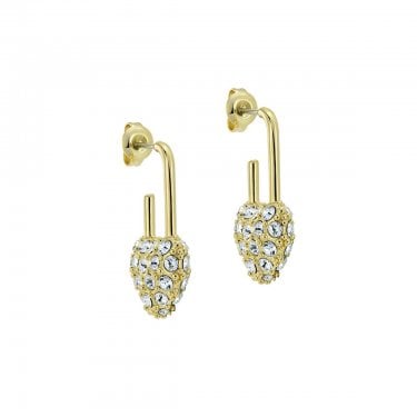Ted Baker Payton Pavé Crystal Padlock Heart Gold Tone Drop Earrings 1.4 x 2.2cm