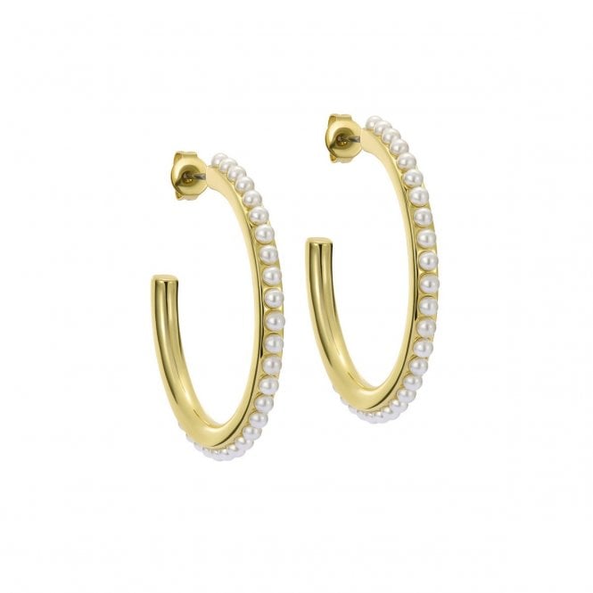 Ted Baker  Peraa Medium Pearl Gold Tone Hoop Earrings 3cm