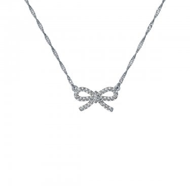 Ted Baker Ribah Crystal Ribbon Bow Necklace 2.1 x 1.1cm, 41.5cm + 4.5cm 