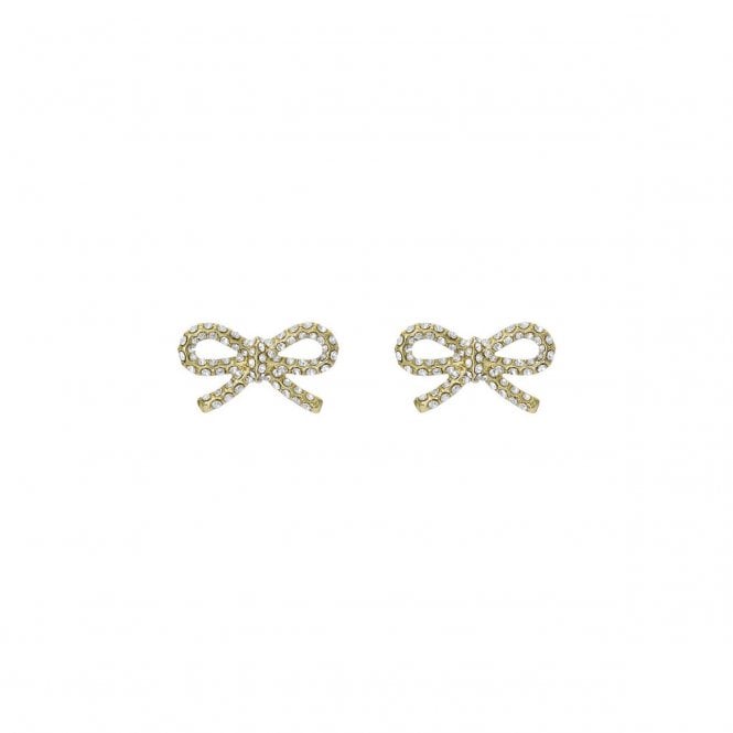 Ted Baker  Ribecca Crystal Ribbon Bow Gold Tone Stud Earrings 1.9 x 0.8cm