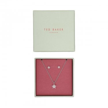Ted Baker Saskiya Pavé Nano Crystal Star Necklace & Earrings Set 0.5 x 0.5cm, 0.7 x 0.7cm, 40-45cm