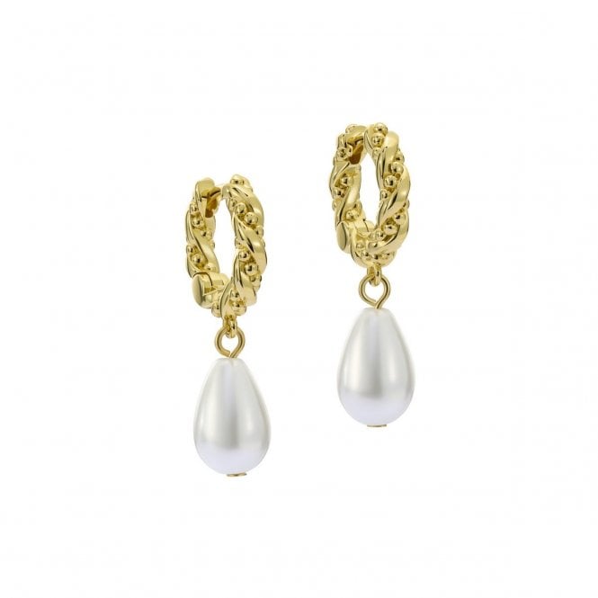 Ted Baker  Tilly Twisted Pearl Gold Tone Hoop Drop Earrings 3 x 1.5cm