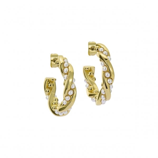 Ted Baker  Tiyaa Twisted Pearl Gold Tone Hoop Earrings 27mm