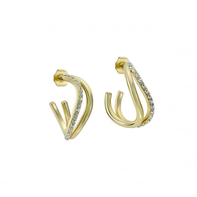 Ted Baker  Wayva Crystal Wave Large Gold Tone Hoop Earrings 3.4 x 1cm 