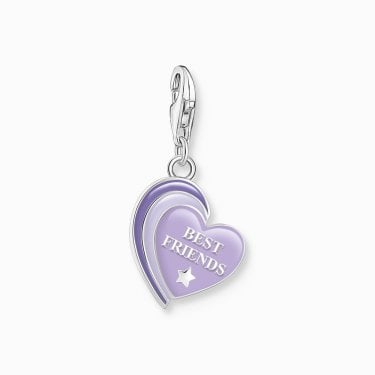 Thomas Sabo Best Friends Purple Heart Charm 2.7 x 1.4cm