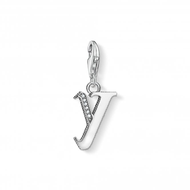 Thomas Sabo  Blackened CZ Y Initial Charm 2.6 x 1.1cm 