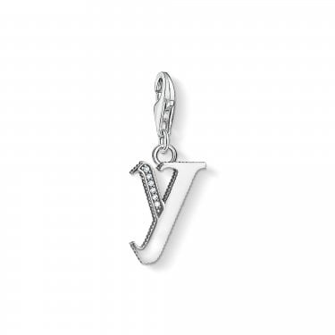 Thomas Sabo Blackened CZ Y Initial Charm 2.6 x 1.1cm 
