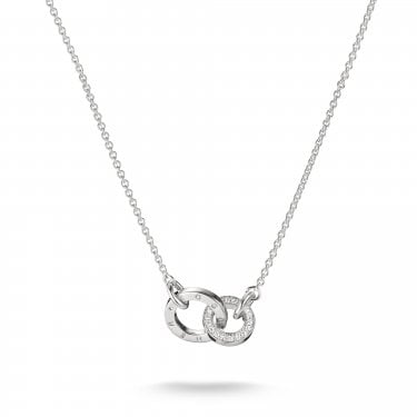 Thomas Sabo Chain Together Sterling Silver CZ Necklace 0.9 x 1.7cm, 40-45cm
