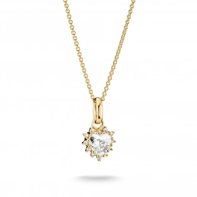 Thomas Sabo  Chain With White Heart Cut CZ Gold Tone Necklace 1.2 x 0.9cm, 40-45cm