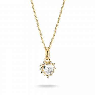 Thomas Sabo Chain With White Heart Cut CZ Gold Tone Necklace 1.2 x 0.9cm, 40-45cm