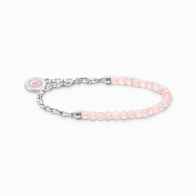 Thomas Sabo  Charm Bracelet with Rose Quartz Beads & Charmista Coin 0.4cm, 14-17cm