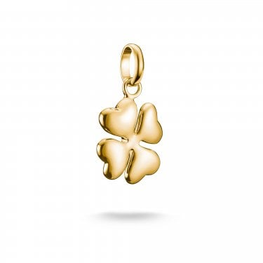 Thomas Sabo Charm Club Connect 3D Lucky Clover Gold Tone Charm Pendant 2.2 x 1.3cm