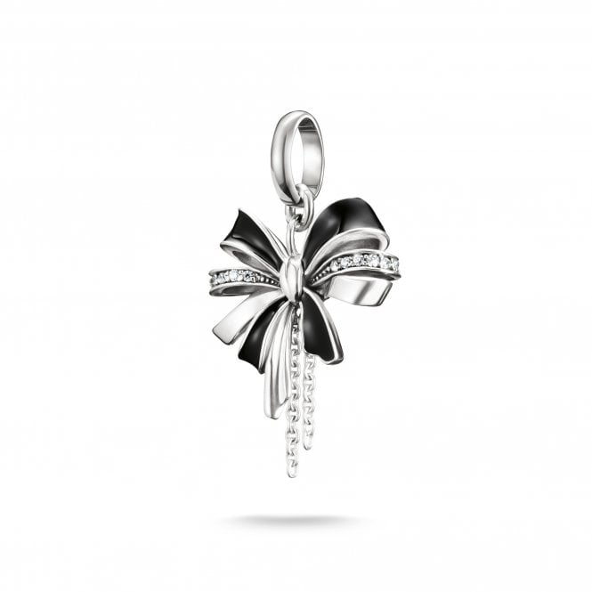 Thomas Sabo  Charm Club Connect Black Bow Charm Pendant 3.3 x 1.5cm