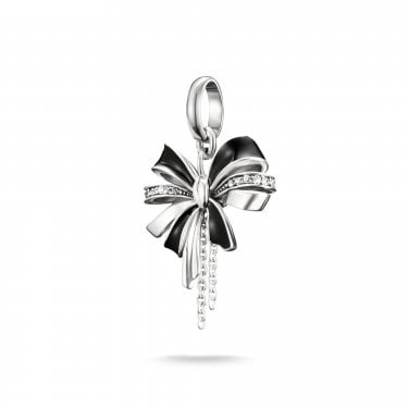 Thomas Sabo Charm Club Connect Black Bow Charm Pendant 3.3 x 1.5cm