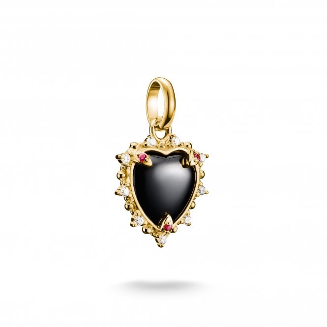 Thomas Sabo  Charm Club Connect Black Vintage Heart Gold Tone Charm Pendant 2 x 1.3cm