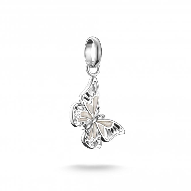 Thomas Sabo  Charm Club Connect Butterfly with Shimmering White Enamel Charm Pendant 2.4 x 1.2cm