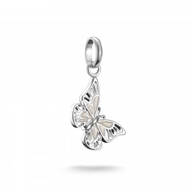 Thomas Sabo Charm Club Connect Butterfly with Shimmering White Enamel Charm Pendant 2.4 x 1.2cm