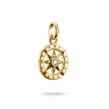 Thomas Sabo Charm Club Connect Compass with CZ Gold Tone Charm Pendant 2.1 x 1.3cm