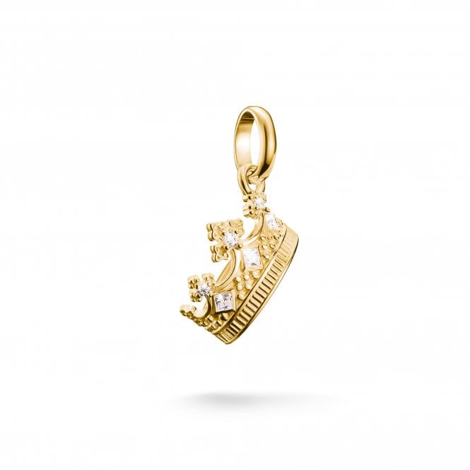 Thomas Sabo  Charm Club Connect CZ Crown Gold Tone Charm Pendant 1.9 x 1.3cm